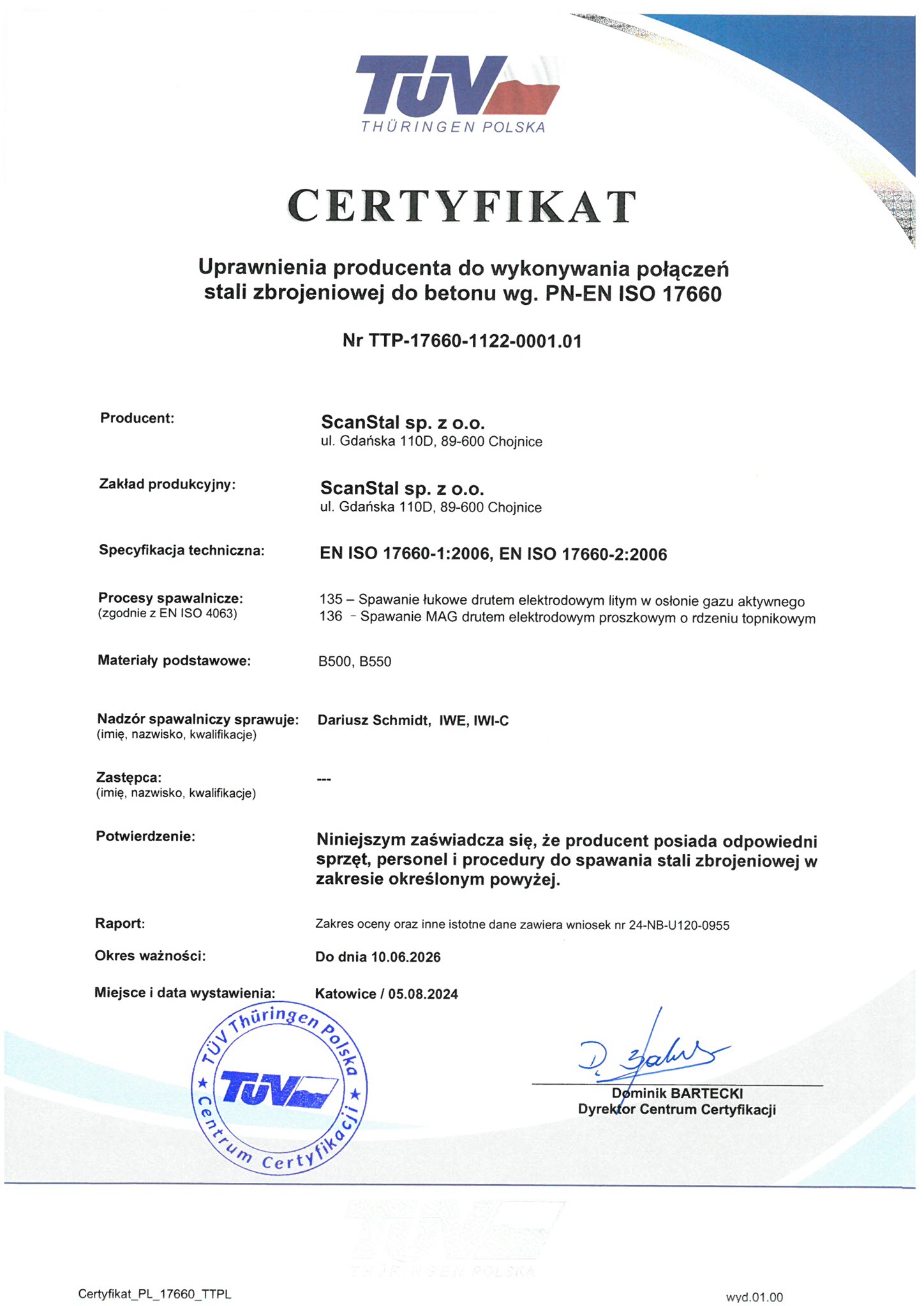 Certyfikat Scanstal