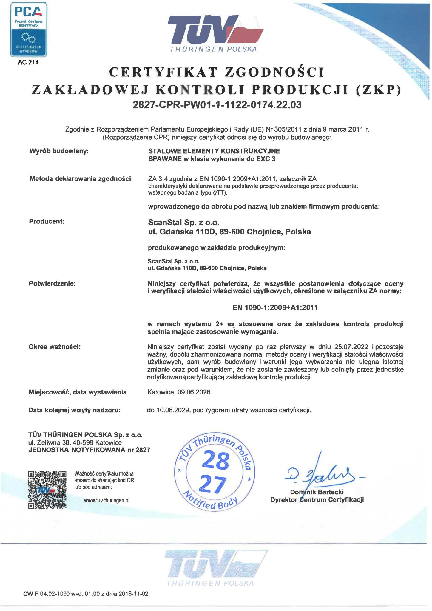 Certyfikat Scanstal