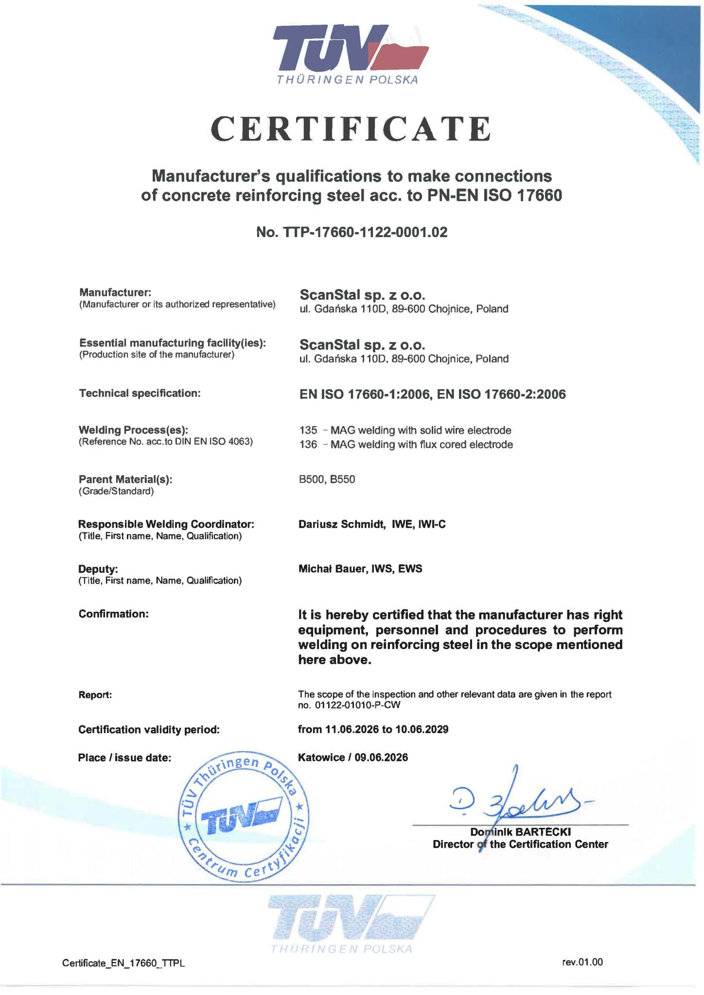 Certyfikat Scanstal