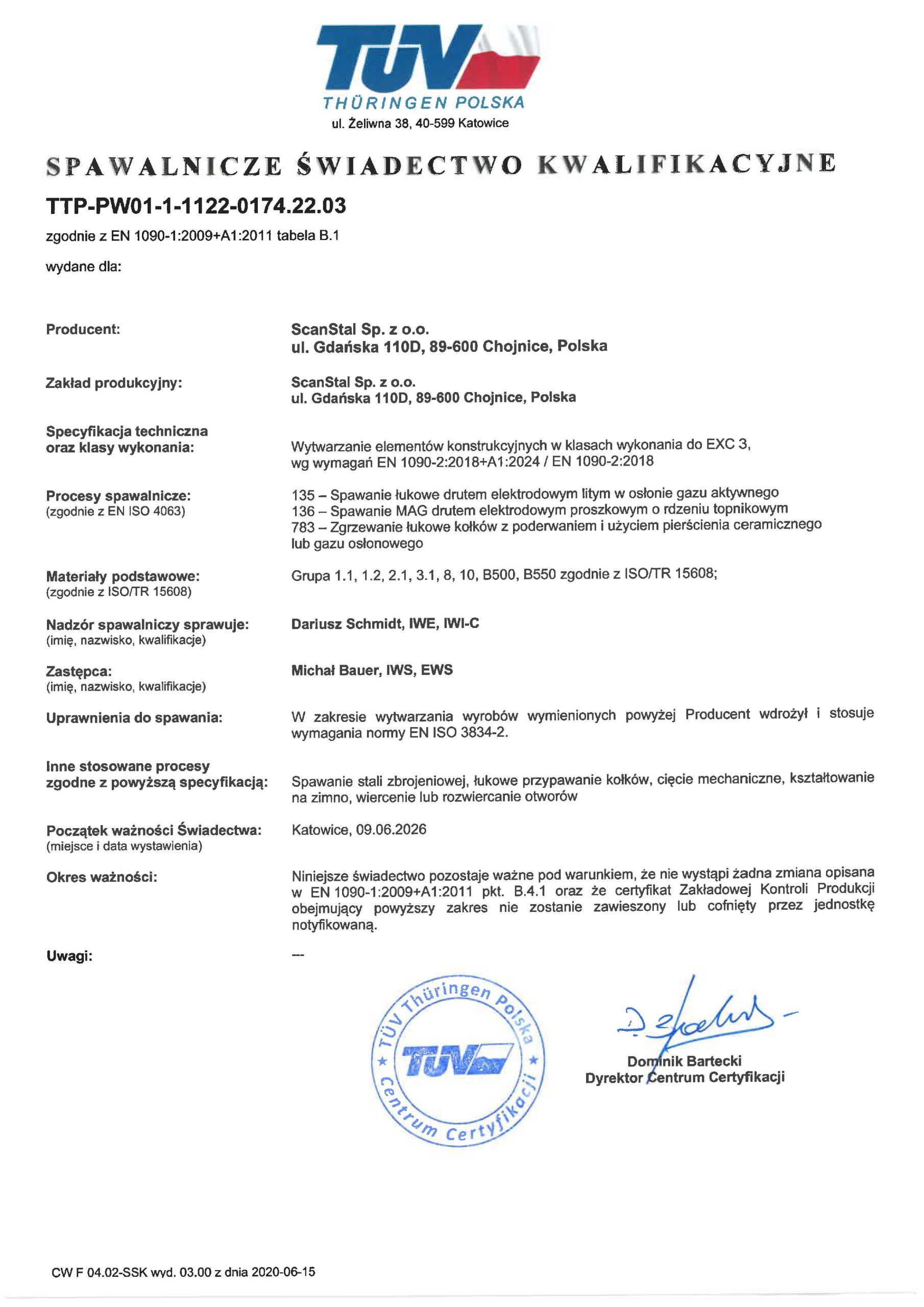 Certyfikat Scanstal